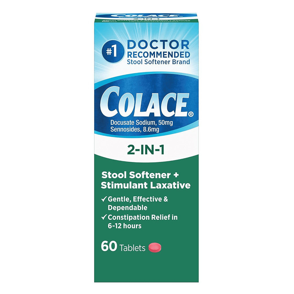 Colace 2 In 1 Stool Softener And Stimulant Laxative Tablets, 60 Ea